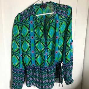 Silk long sleeve print blouse